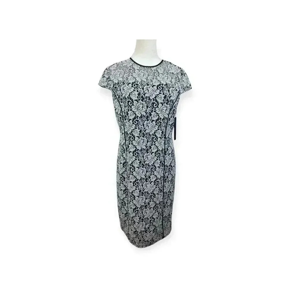 NWT Marc New York  black and white lace sheath Dress size 8